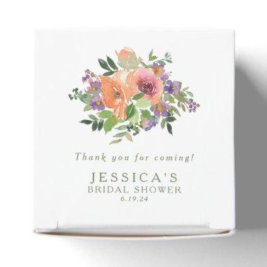 Minimalist Watercolor Orange Floral Bridal Shower Favor Boxes