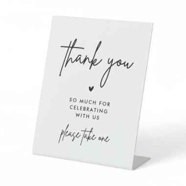 Minimalist Wedding Thank You Please Take One Table Pedestal Sign