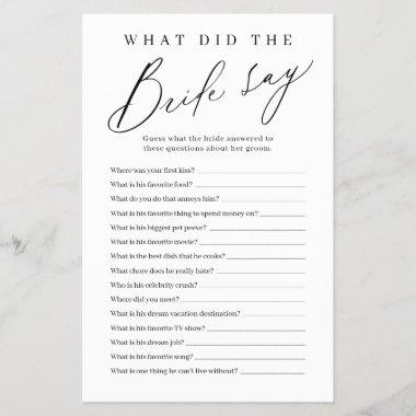Minimalist what did the bride say game