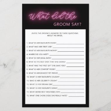 Minimalist what did the groom say bridal shower