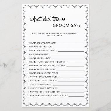 Minimalist what did the groom say bridal shower