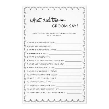 Minimalist what did the groom say bridal shower f flyer