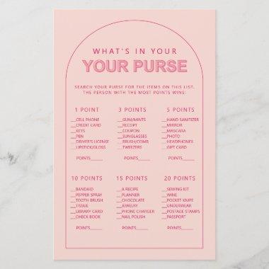 Minimalist what's in your purse bridal shower game