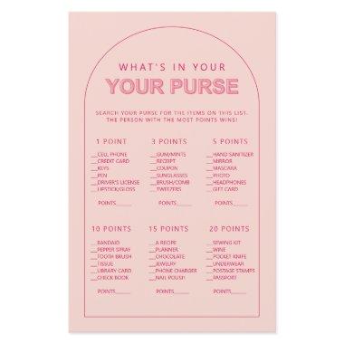 Minimalist what's in your purse bridal shower game