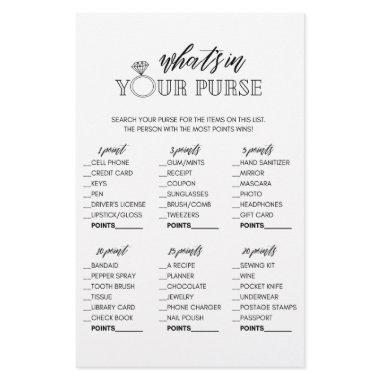 Minimalist what's in your purse  game flyer