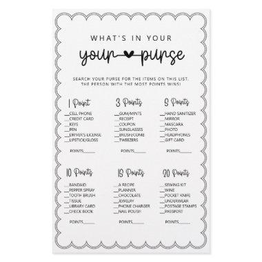 Minimalist what's in your purse  game flyer