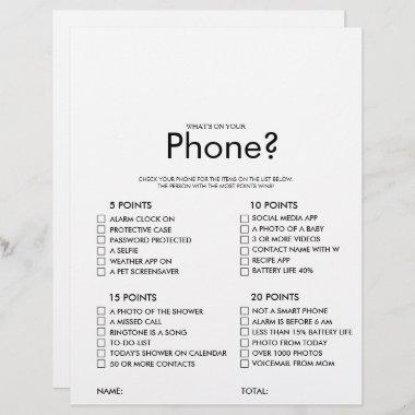 Minimalist What's on your Phone Bridal Shower Game
