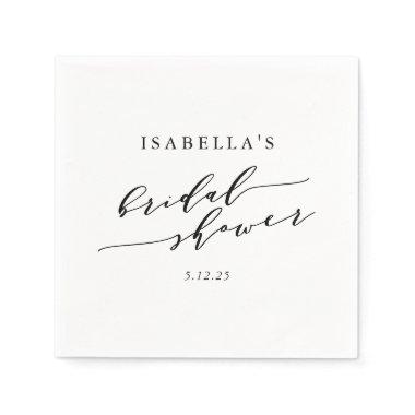 Minimalist White Classic Script Bridal Shower Napkins