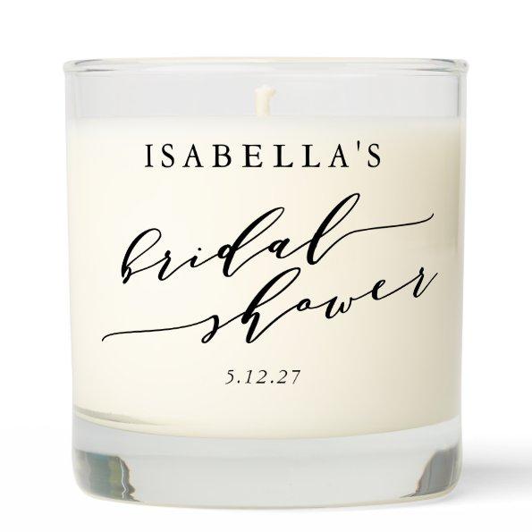 Minimalist White Classic Script  Scented Candle