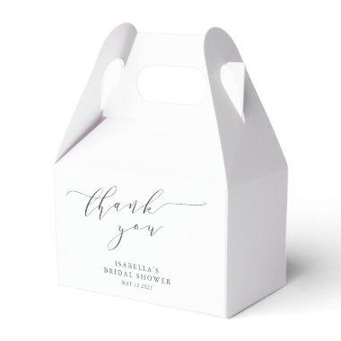 Minimalist White Script Bridal Shower Thank You Favor Boxes