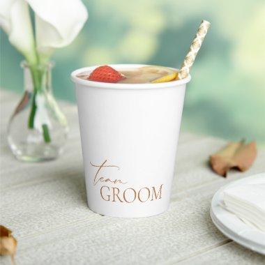 Minimalist White & Terracotta Team Groom Paper cup