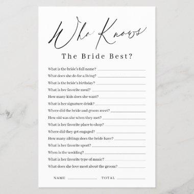Minimalist who knows the bride best game