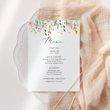 Minimalist wildflowers bridal shower menu