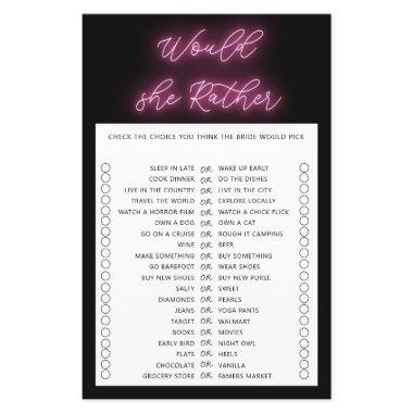 Minimalist would she rather bridal shower game