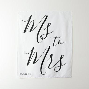 Minimalistic Ms to Mrs Bridal Shower Photo Prop Tapestry