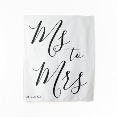 Minimalistic Ms to Mrs Bridal Shower Photo Prop Tapestry