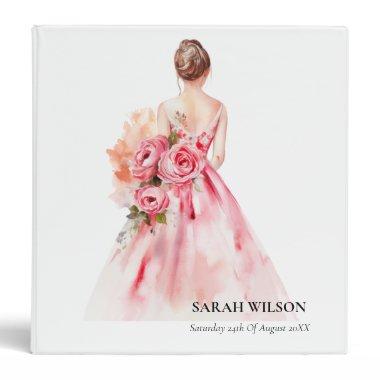Minimial Watercolor Wedding Gown  3 Ring Binder