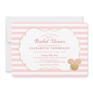 Minnie Mouse | Gold & Pink Striped Bridal Shower Invitations