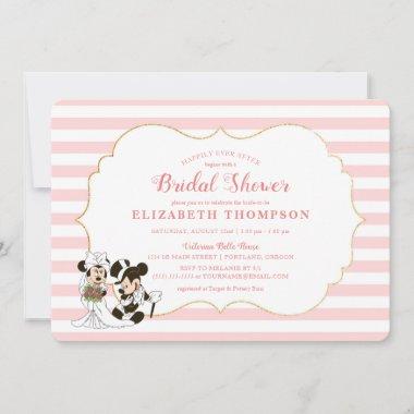 Minnie Mouse | Gold & Pink Striped Bridal Shower Invitations