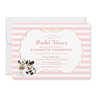 Minnie Mouse | Gold & Pink Striped Bridal Shower Invitations