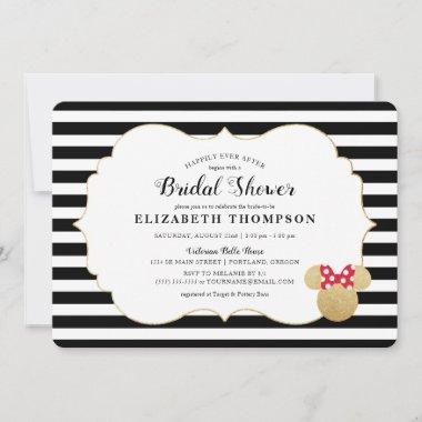 Minnie Mouse | Gold Striped Bridal Shower Invitations