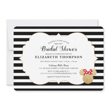 Minnie Mouse | Gold Striped Bridal Shower Invitations