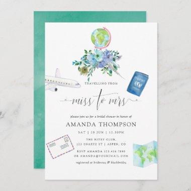 Mint and Blue Boho Miss To Mrs Bridal Shower Invitations