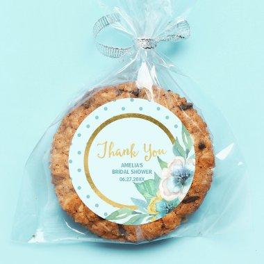 Mint and Faux Gold Floral  Classic Round Sticker