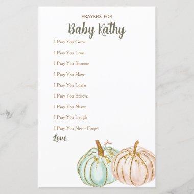 Mint and Peach Pumpkin Love Prayers for Baby Sign