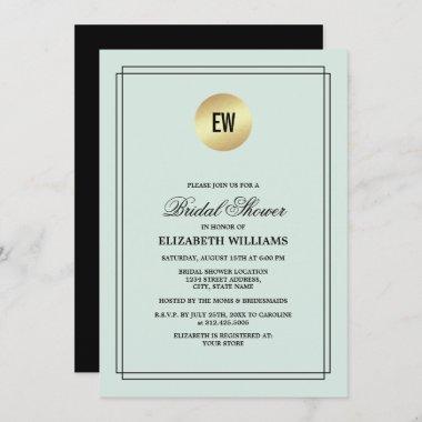 Mint | Black Elegant Minimalist Bridal Shower Invitations