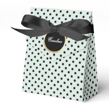 Mint Black Gold Polka Dot Pattern Wedding Favor Boxes