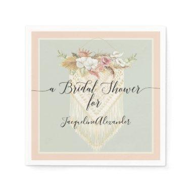 Mint Blush Pampas Grass Floral Greenery Bridal Napkins