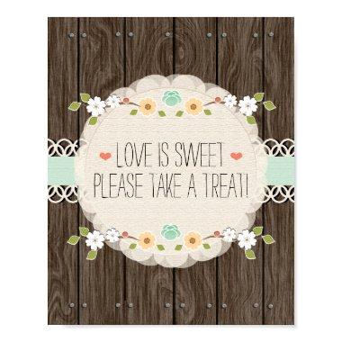 Mint Boho Rustic Wedding Shower Candy Bar Sign