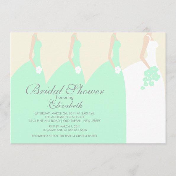 Mint Bride Bridesmaids Bridal Shower Invitations