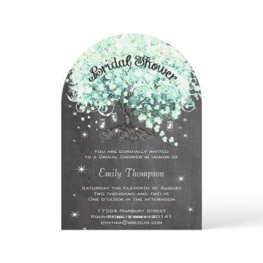 Mint Chalkboard Heart Leaf Tree