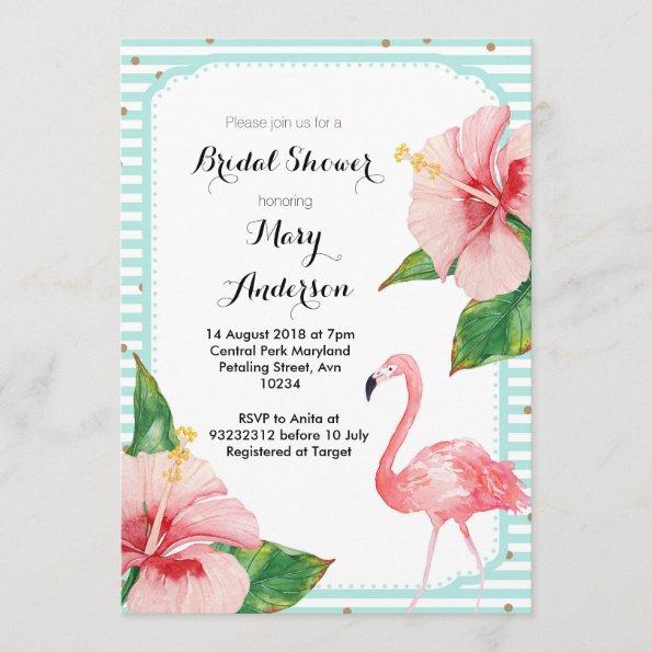 Mint Flamingo Bridal Shower Invitation Invitations