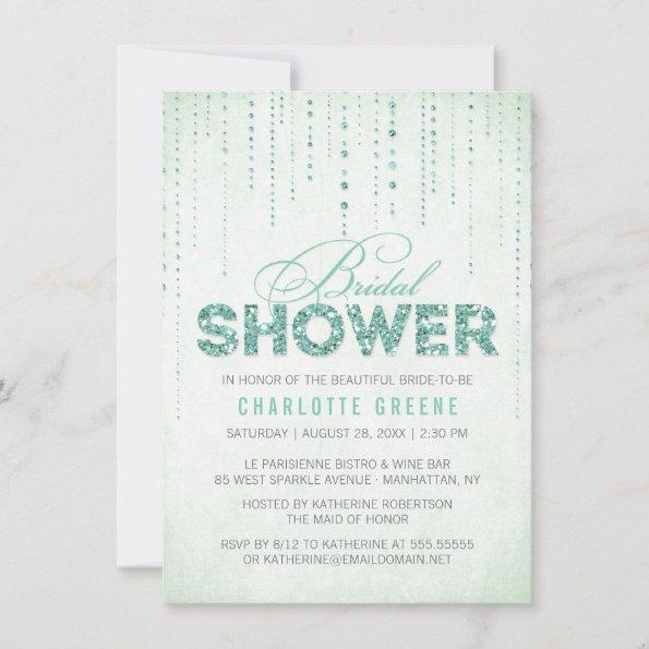 Mint Glitter Look Bridal Shower -4.5" x 6.25" Invitations