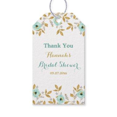 Mint Gold flower Bridal Shower Gift Tags