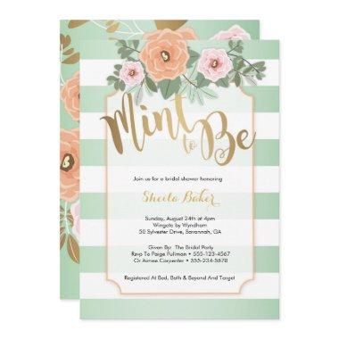 Mint & Gold Wedding Shower Invitations - Mint to Be