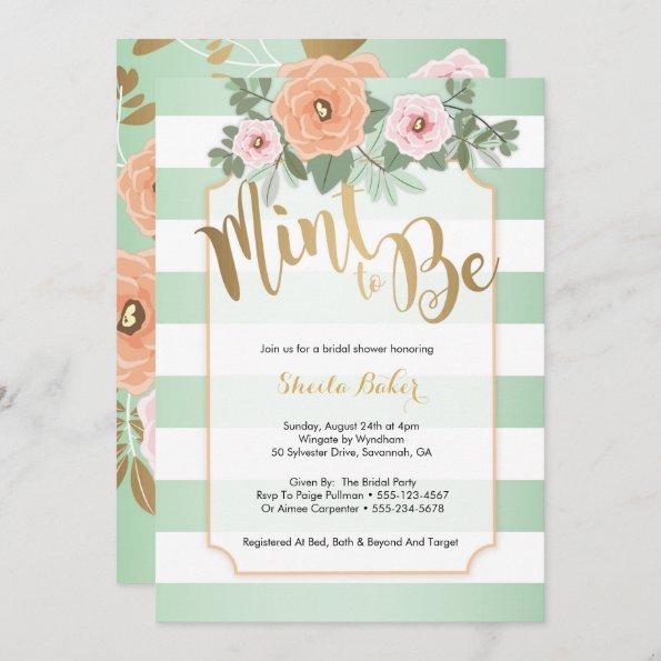 Mint & Gold Wedding Shower Invitations - Mint to Be