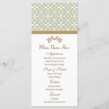 Mint Green and Gold Moroccan Menu
