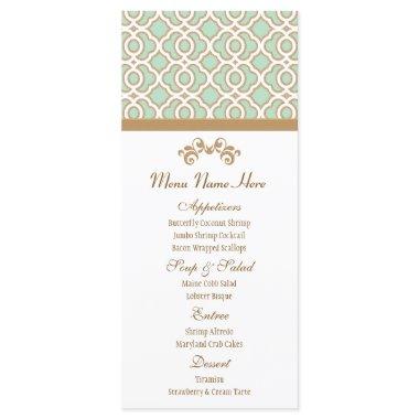 Mint Green and Gold Moroccan Menu