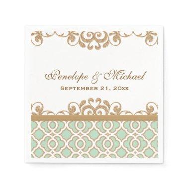 Mint Green and Gold Moroccan Wedding Napkins