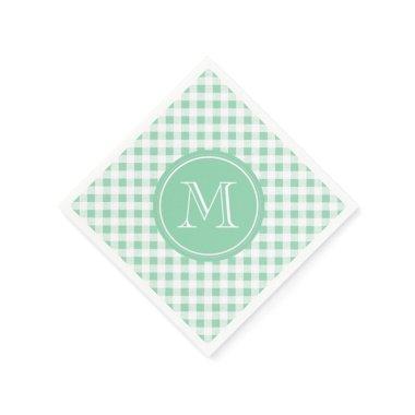 Mint Green and White Gingham, Your Monogram Napkins