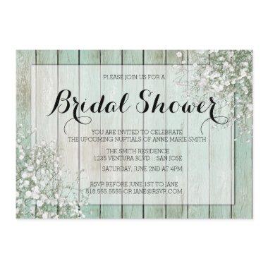 MINT GREEN BABY'S BREATH BRIDAL SHOWER Invitations