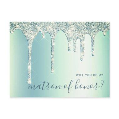 Mint green drips will you be my matron of honor invitation postInvitations