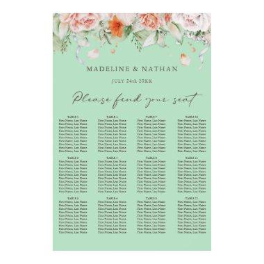 Mint Green & Floral Wedding Seating Chart