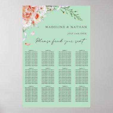 Mint Green & Floral Wedding Seating Chart