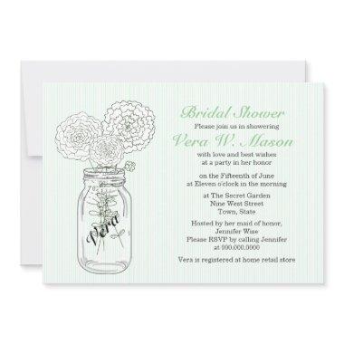 Mint Green Mason Jar Vintage  Invites