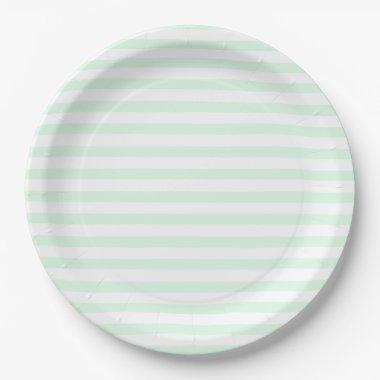 Mint Green Striped Paper Plate